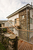 Exterior of contemporary waterfront house located in Noss Mayo one of the most unspoilt havens in South Devon