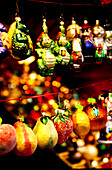 Brightly coloured hanging decorations