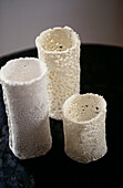 Three textured candle holders