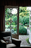 Glazed doors open from drawing room to garden
