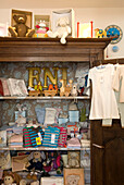 Children's clothing and toys displayed