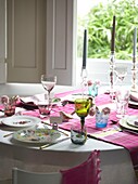 Colourful dining table set for lunch