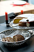 Christmas sponge cake and bread 