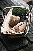 Knitting equipment in basket