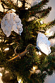 Christmas tree with paper doily decorations in Richmond-on-Thames London