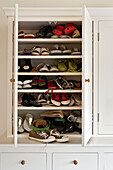 Ladies shoe cupboard in Canterbury home England UK
