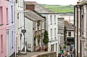 Terraced cottages in coastal village of Padstow, Cornwall, England, UK