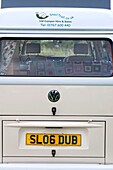 Cream campervan numberplate in Edworth Bedfordshire England UK