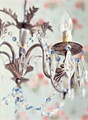Pretty blue glass chandelier detail 