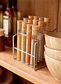 Spice rack in kitchen cabinet