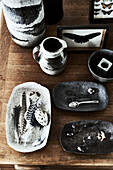 Objets trouves in vintage ceramic bowls in Lyme Regis home Dorset UK