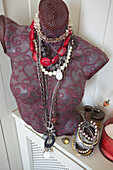 Necklace and bracelet storage in Old Town bedroom of Portsmouth home England UK