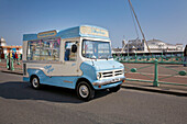 Ice cream van parked on promenade Brighton Sussex England UK