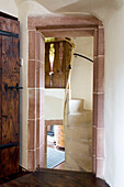 View through doorway to steps in Scottish home UK