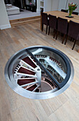 Underfloor storage solution in contemporary London home, UK