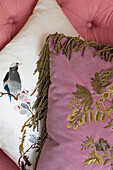 Embroidered cushions in London home UK