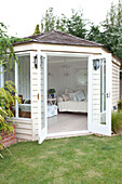 OPen doors to Kent summerhouse, England, UK