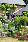 Raised kitchen garden of French farmhouse cottage