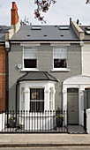 Grey brickwork of terraced London house, England, UK