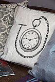 Pocket watch on cushion in Sussex home UK
