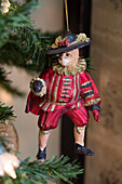 Cat musketeer tree ornament in Lymington home  Hampshire  UK