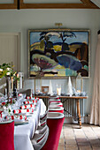 Modern artwork in dining room of Lymington home  Hampshire  UK