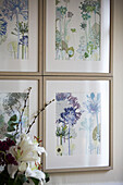 Framed botanical prints in Worcestershire home England UK