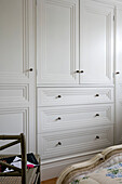 White storage drawers in Grade II listed villa Arundel West Sussex UK