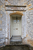 Cream front door entrance porch of Somerset home UK