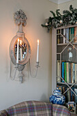 Antique bookcase and mirror with candles painted in Posh Nellie Herefordshire UK
