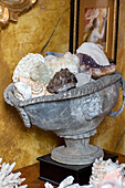 Urn of assorted minerals in Sussex home