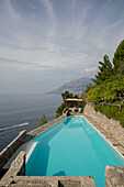 Swimming pool on headland of the Amalfi coast Italy
