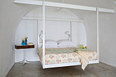 Hanging bed in arched Italian villa on the Amalfi coast