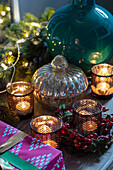 Votive tealights and vases in London home UK
