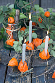 Candles in Chinese lantern candle holders