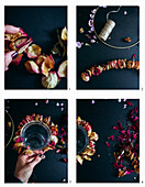 Making a wreath from dried flowers