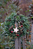 Christmas wreath made of various fir greenery