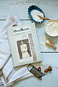 Nostalgic recipe book with black and white photo