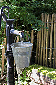 Fountain with galvanized bucket