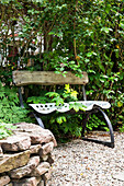 Robust and durable bench in the garden