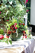 Arrangement of berries, fruits and vegetables