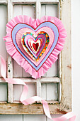 Multi-layered DIY paper heart in pink