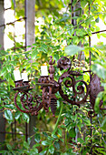 Rusty candle holder in the garden
