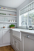 Bright kitchen with open shelves