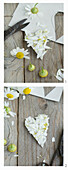 Make a heart from camomile flowers