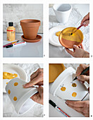 Decorate a planter with a bee motif