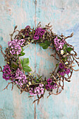 Wreath of lilac and magnolia buds