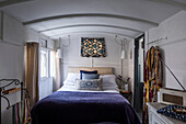 Double bed in a converted Victorian railway carriage