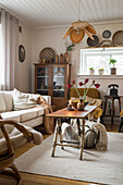 Cosy vintage-style dining room with natural materials