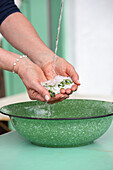 Bath salts with lemon balm and organic lemon balm oil for physical and mental tension